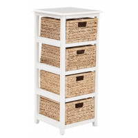 OSP Home Furnishings SBK4514A-WH Seabrook Four-Tier Storage Unit With White Finish and Natural Baskets